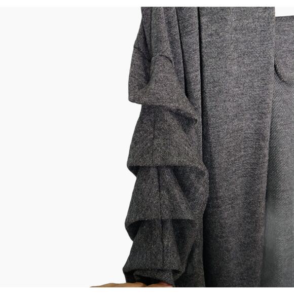 Allen B by Allen Schwartz Womens Gray Open Front Cardigan M Ruffle Sleeve Detail - Picture 3 of 6